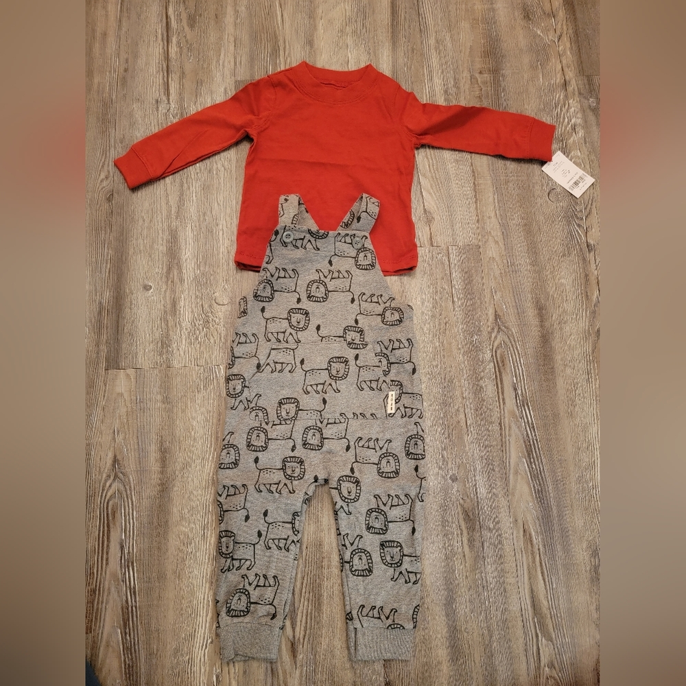 NWT Baby Boys 12 MO Overalls and Long Sleeve Shirt